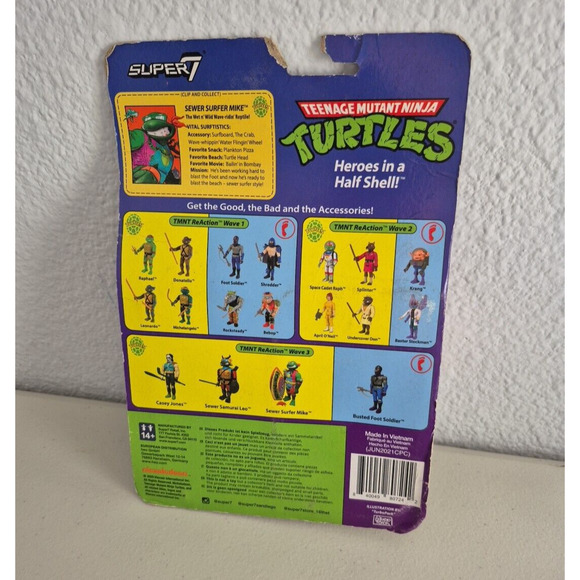 TMNT Sewer Surfer Mike Wave 3 Super 7 Michaelangelo Reaction Action Figure - Picture 3 of 15